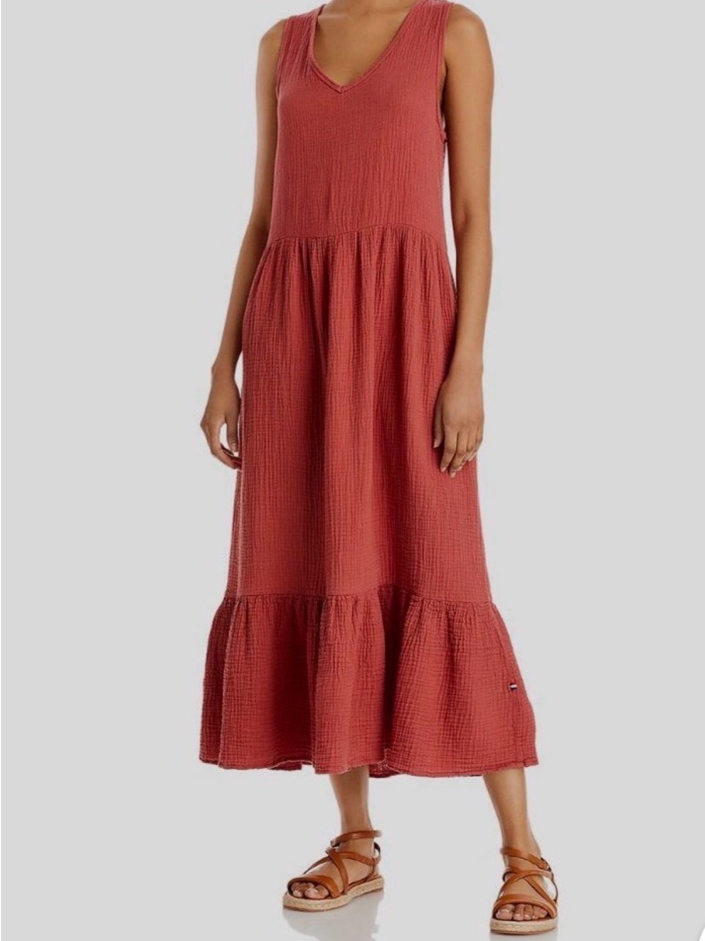 NWOT Sol Angeles Crepe Midi Ruffle Dress Size XL
